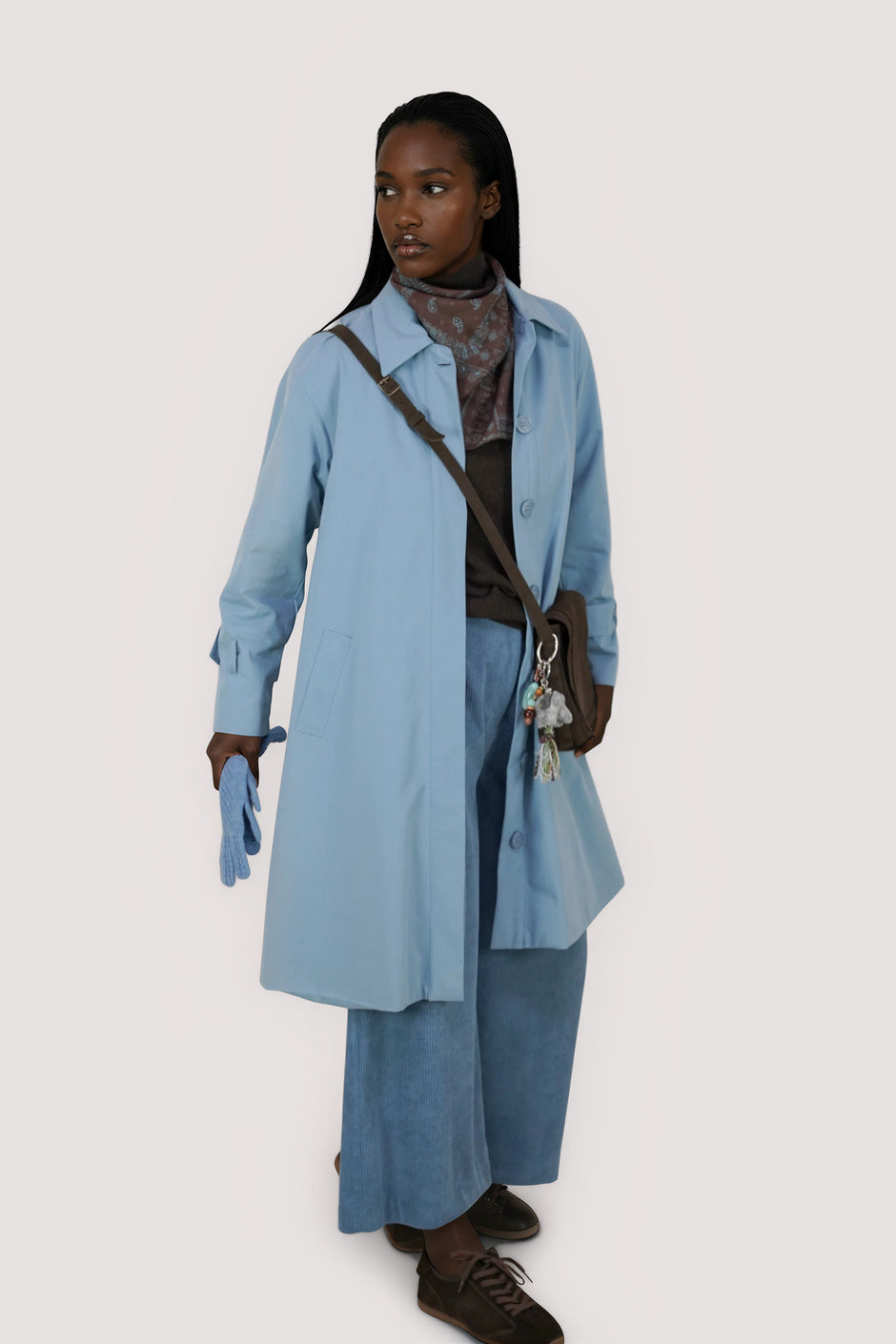 Powder Blue A Line Swing Coat