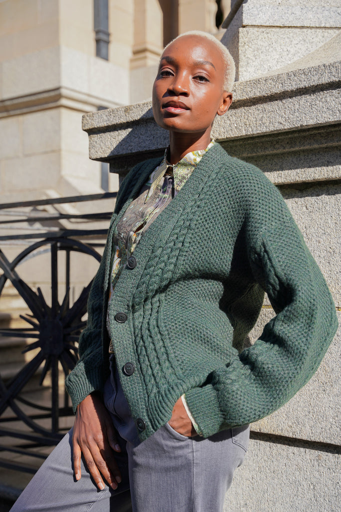 Dark Green Cable Cardi - desray.co.za