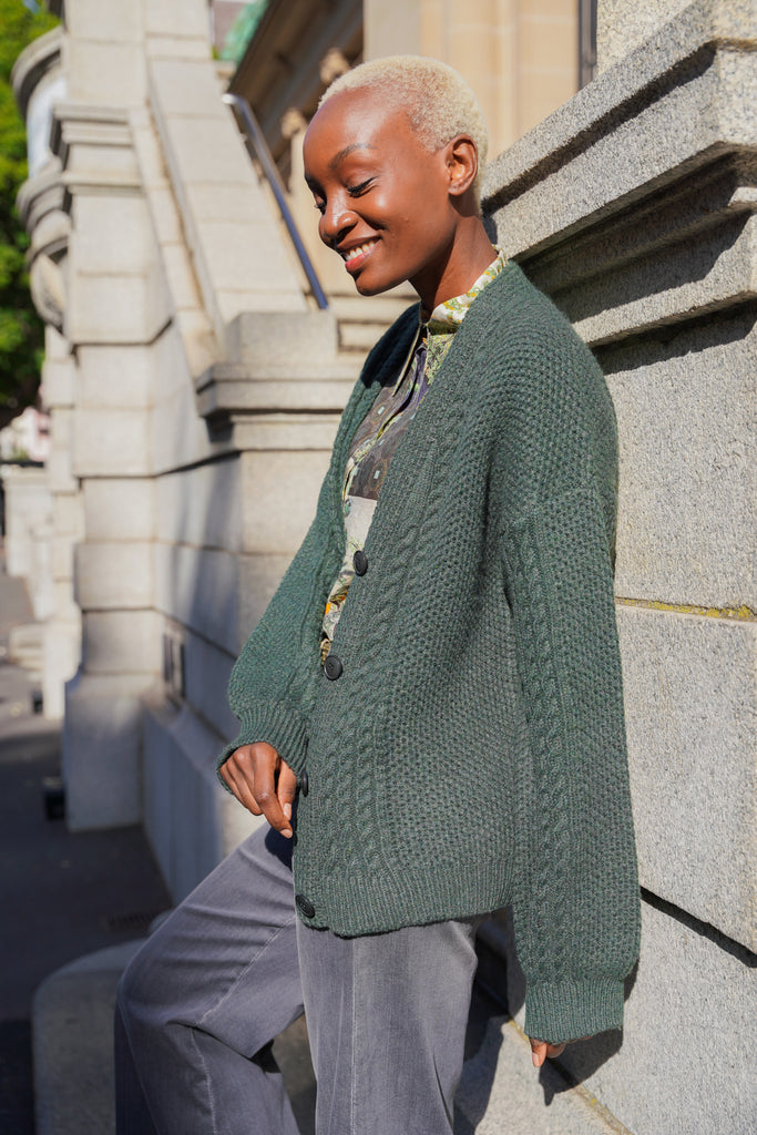 Dark Green Cable Cardi - desray.co.za