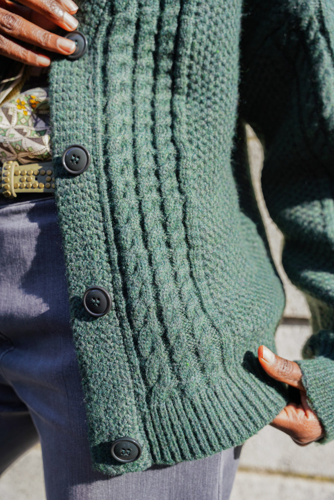 Dark Green Cable Cardi - desray.co.za