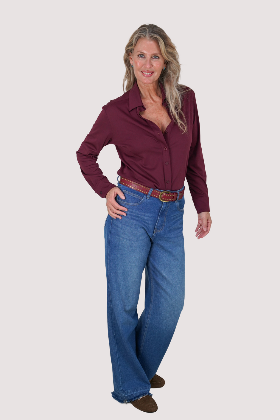 Burgundy Knitted Classic Shirt