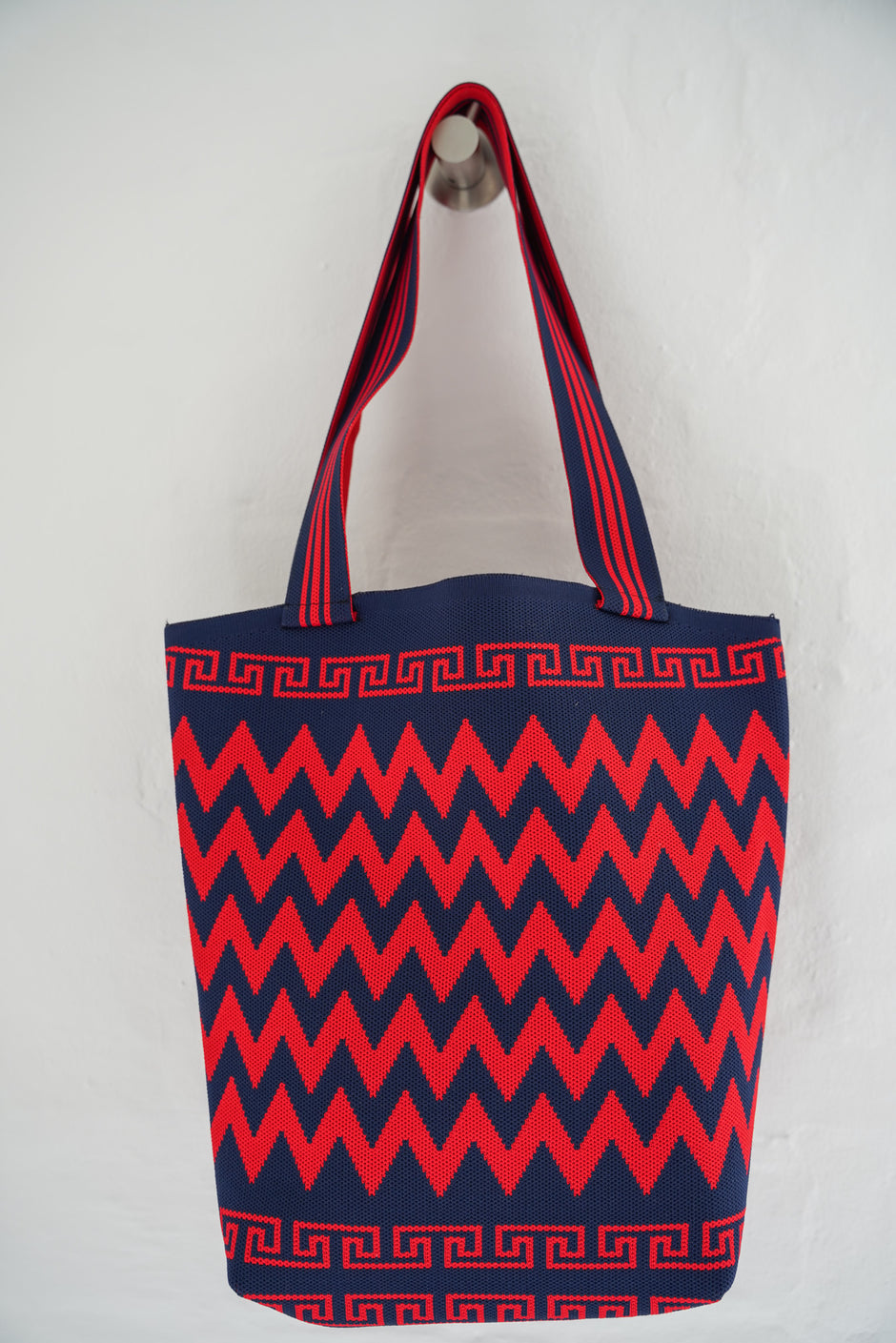 Navy & Red Patterned Tote - desray.co.za