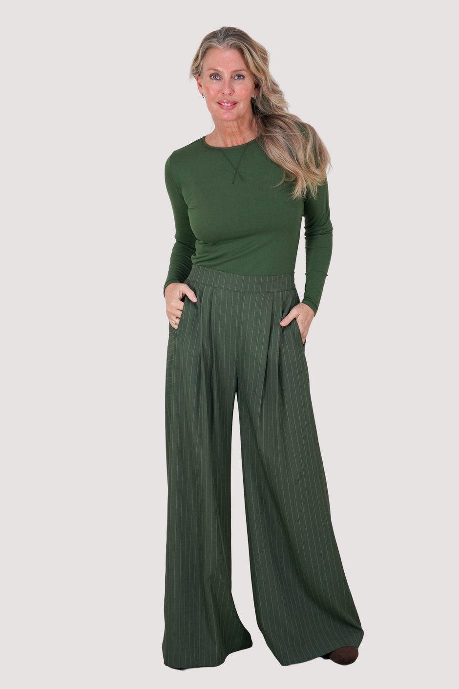 Olive Round Neck Long Sleeve Tee