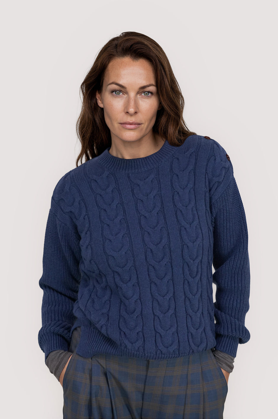 Denim Blue Cable Pullover
