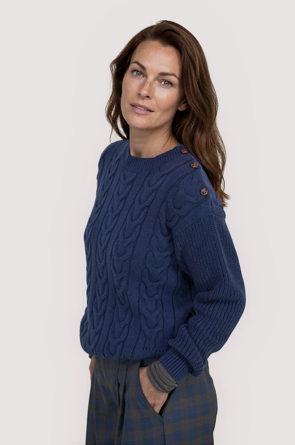 Denim Blue Cable Pullover