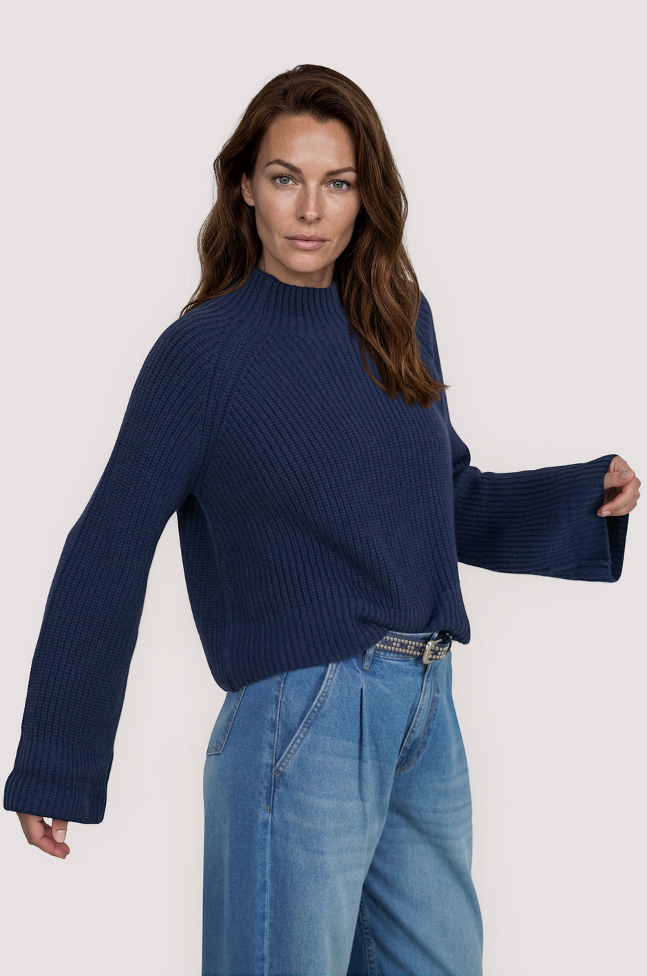 Denim Blue Chunky Fennel Neck