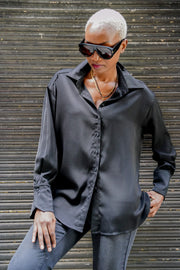 Black Satin Classic Shirt