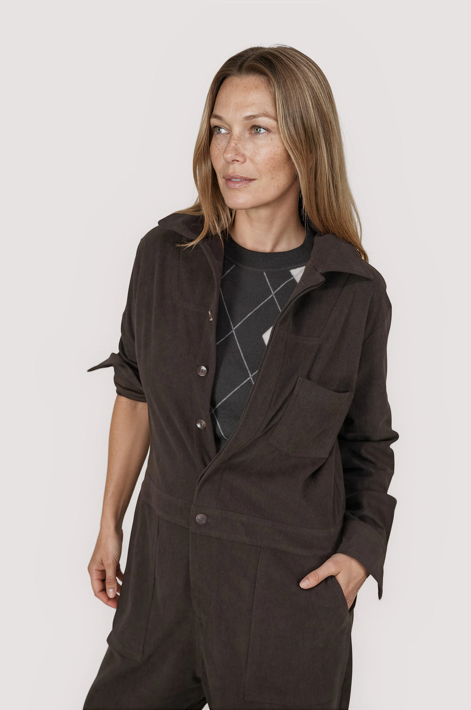 Choc Argyle Short Sleeve Pullover