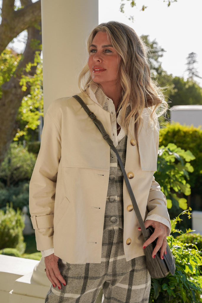Ivory Cropped Trench Coat - desray.co.za