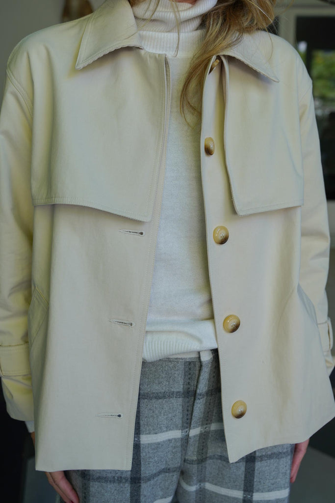 Ivory Cropped Trench Coat - desray.co.za