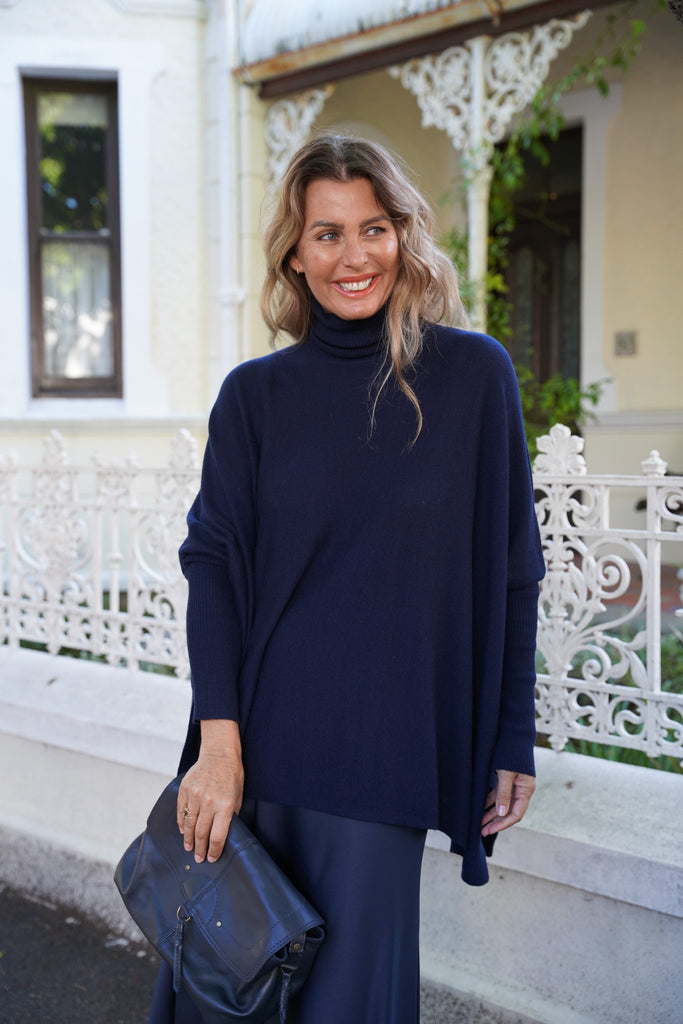 Navy Leather Brigitte Bag - desray.co.za