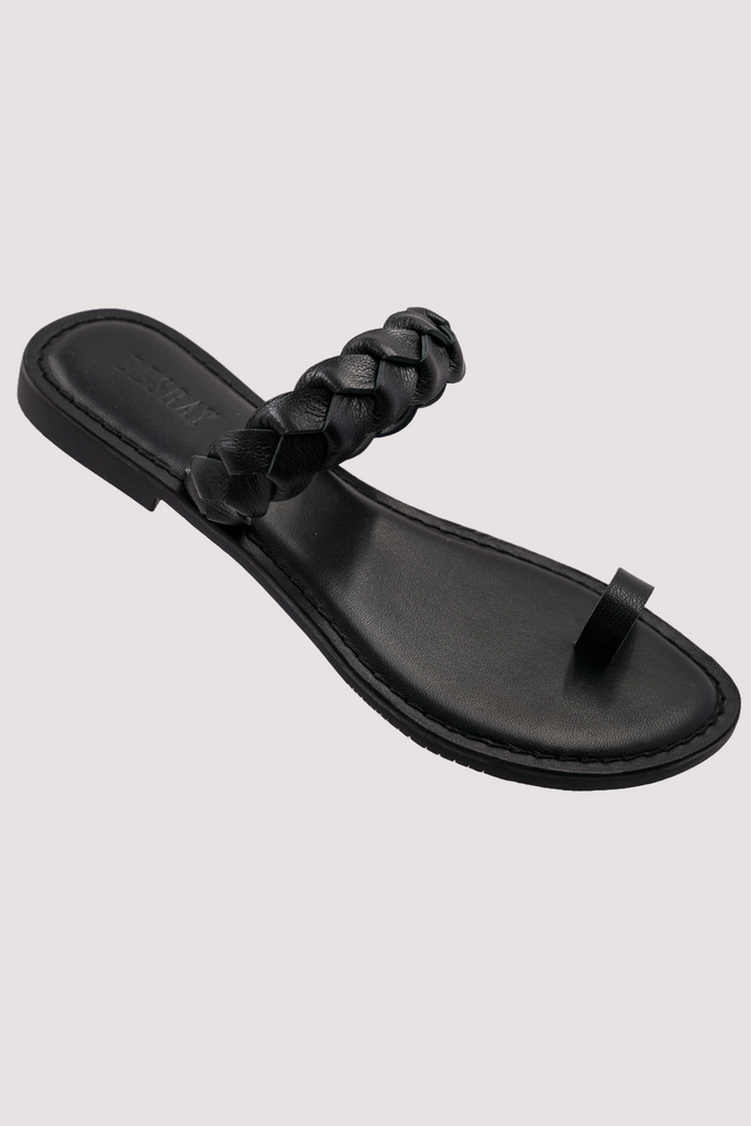 Black Plaited Slip On Sandal - desray.co.za