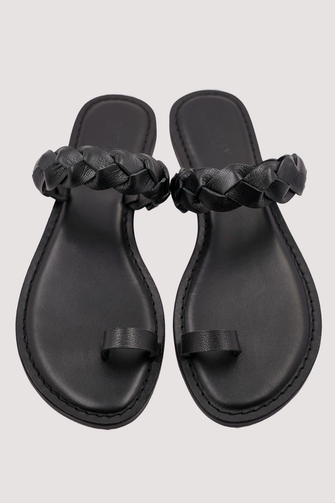 Black Plaited Slip On Sandal - desray.co.za