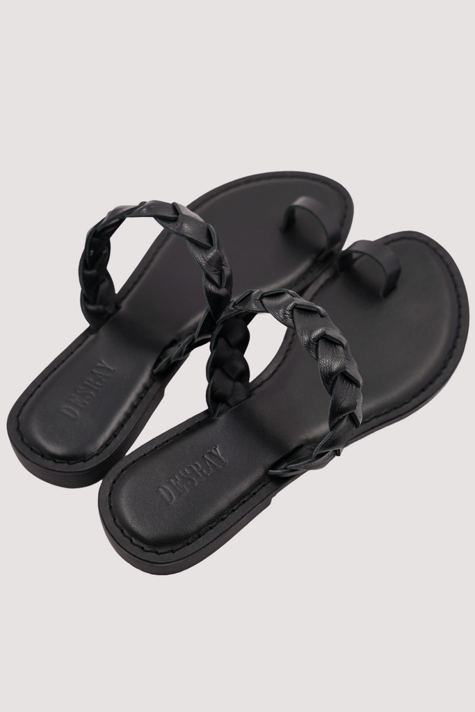 Black Plaited Slip On Sandal - desray.co.za