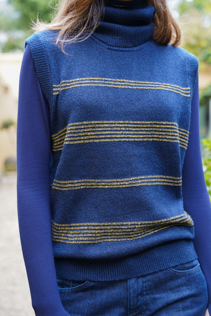 Navy Stripe Sleeveless Pullover - desray.co.za