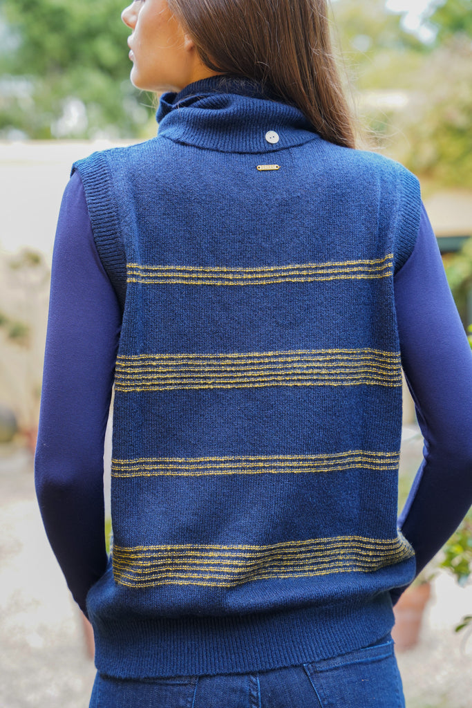 Navy Stripe Sleeveless Pullover - desray.co.za