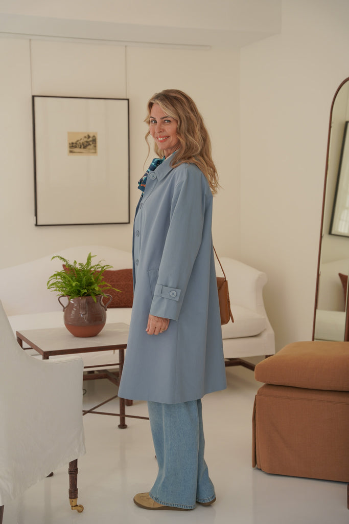 Powder Blue A Line Swing Coat - desray.co.za