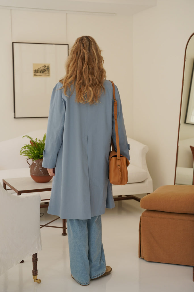 Powder Blue A Line Swing Coat - desray.co.za
