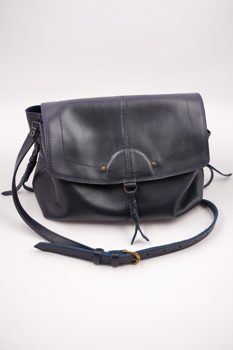 Navy Leather Brigitte Bag - desray.co.za