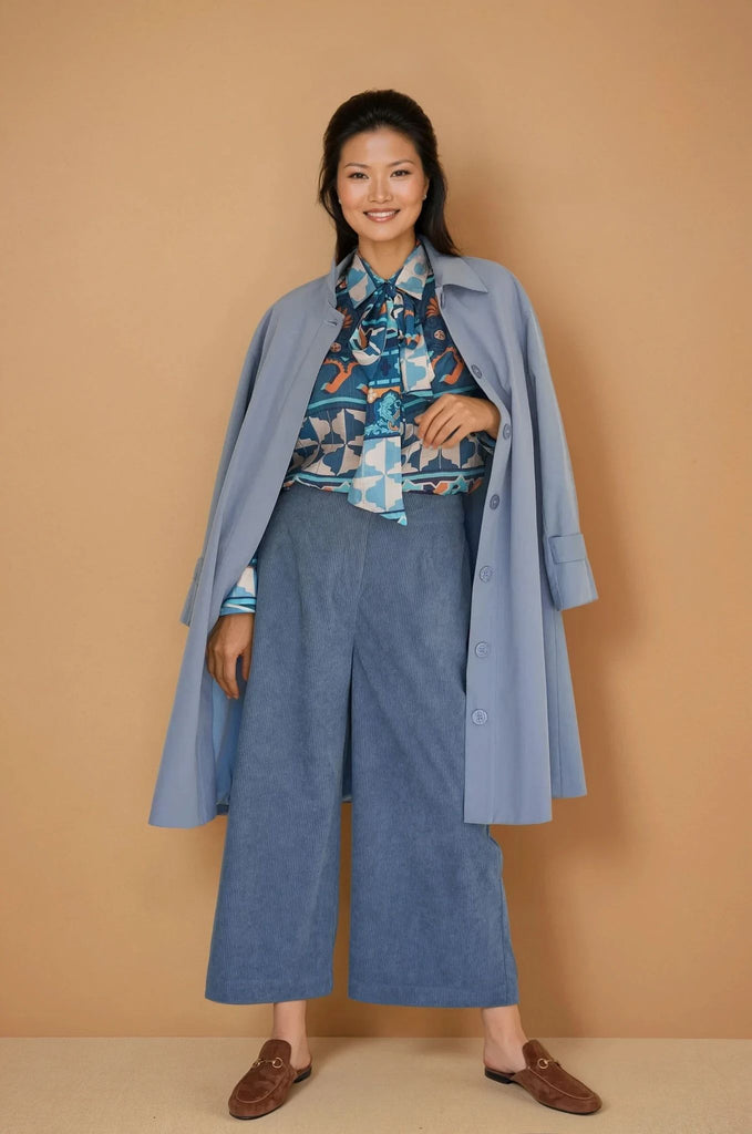 Powder Blue Corduroy Palazzo Pants - desray.co.za