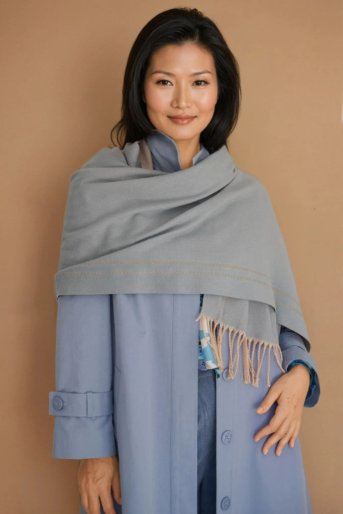 Pale Blue & Cream Scarf - desray.co.za