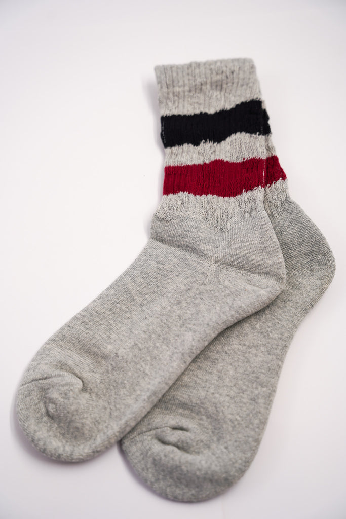 Grey, Navy & Red Stripe Vintage Socks - desray.co.za