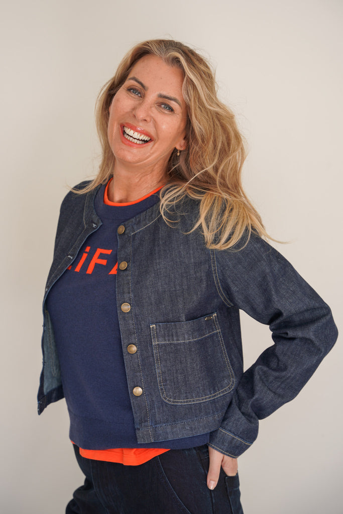 Enzyme Blue Cropped Jacket - desray.co.za