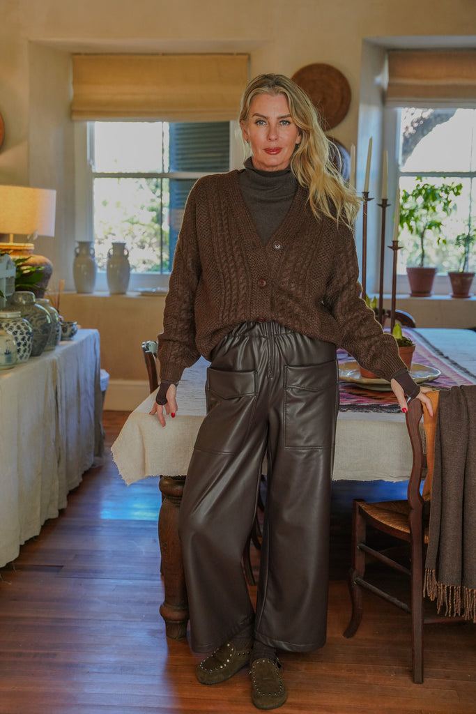 Dark Brown Cable Cardi - desray.co.za