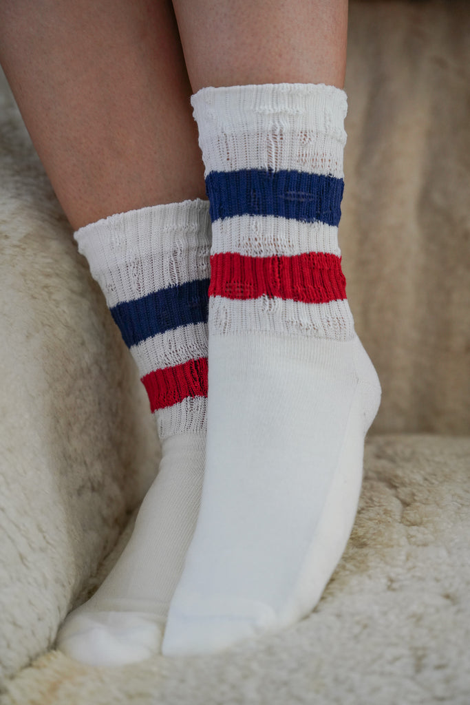Navy, Red & White Stripe Vintage Socks - desray.co.za