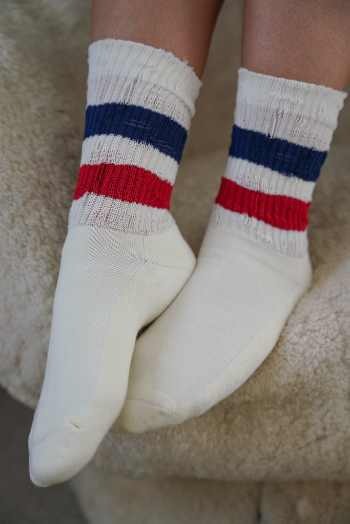 Navy, Red & White Stripe Vintage Socks - desray.co.za