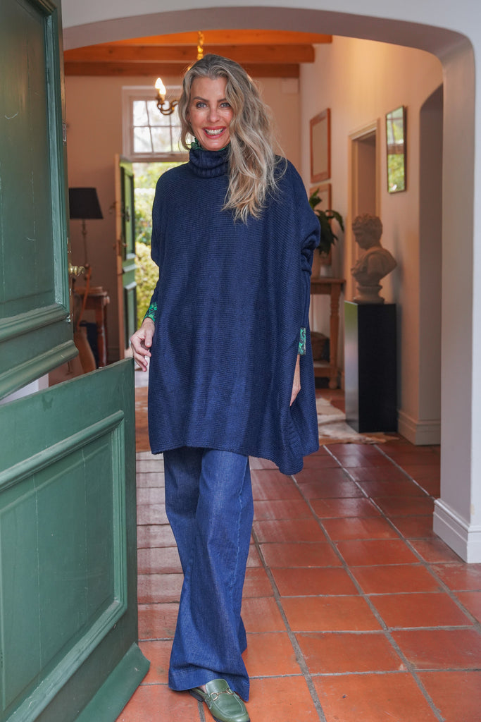 Navy Poncho - desray.co.za