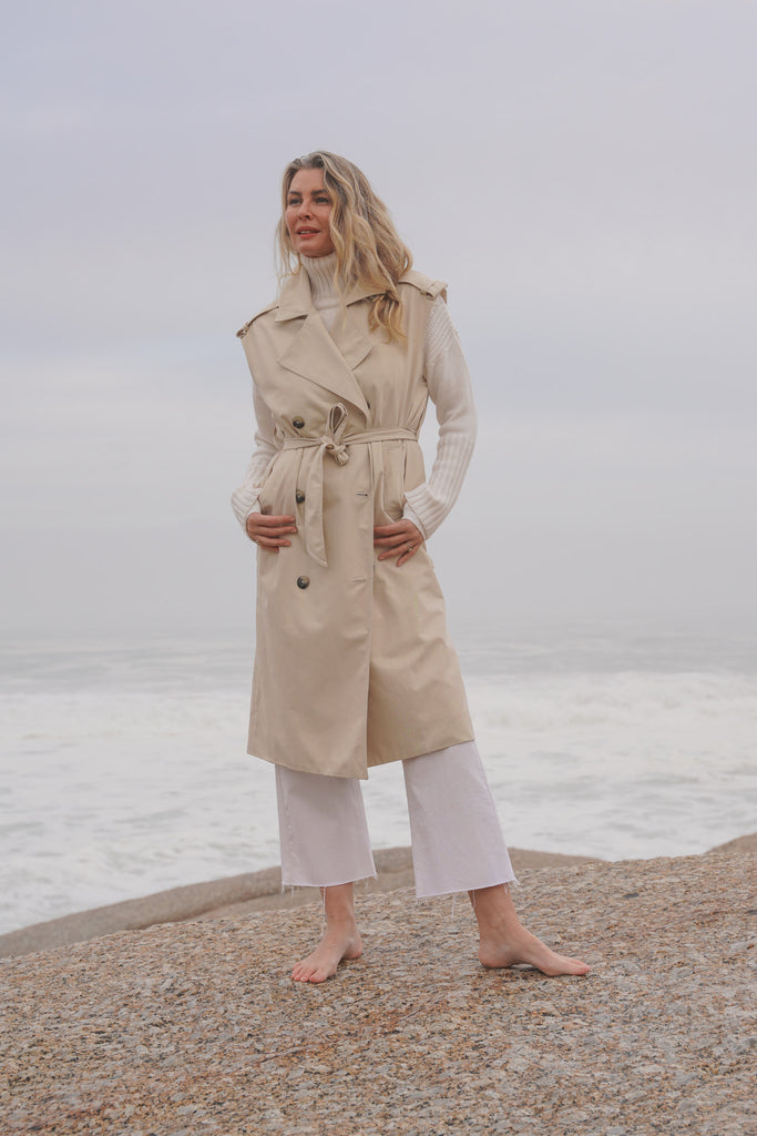 Ivory Sleeveless Coat - desray.co.za