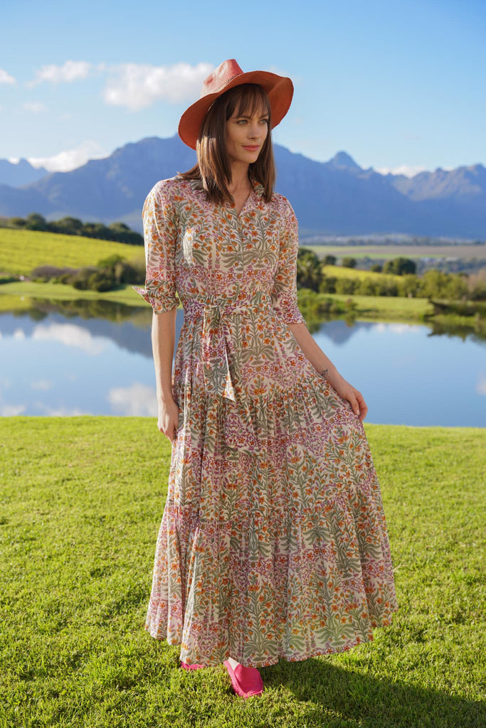 Floral Tiered Shirt Dress - desray.co.za