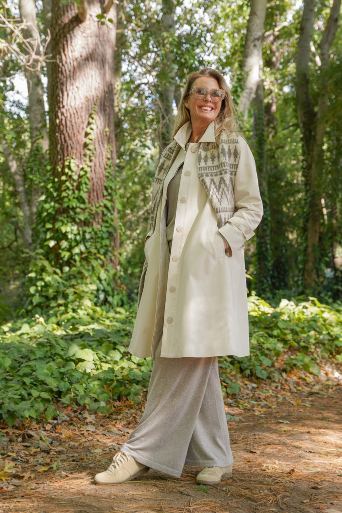 Cream A Line Swing Coat - desray.co.za