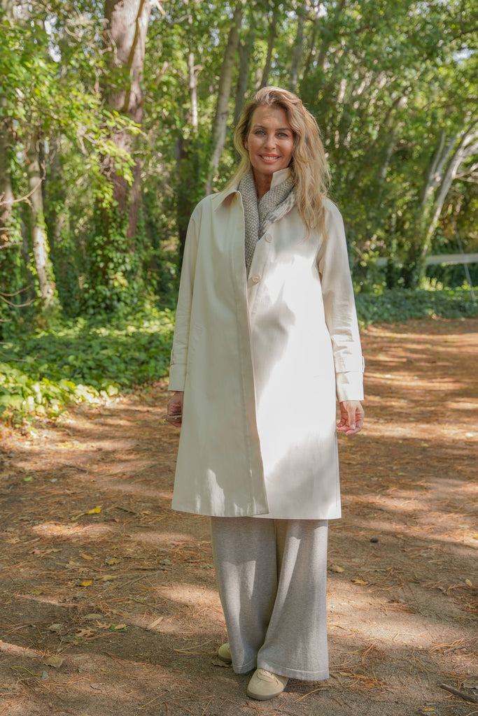 Cream A Line Swing Coat - desray.co.za