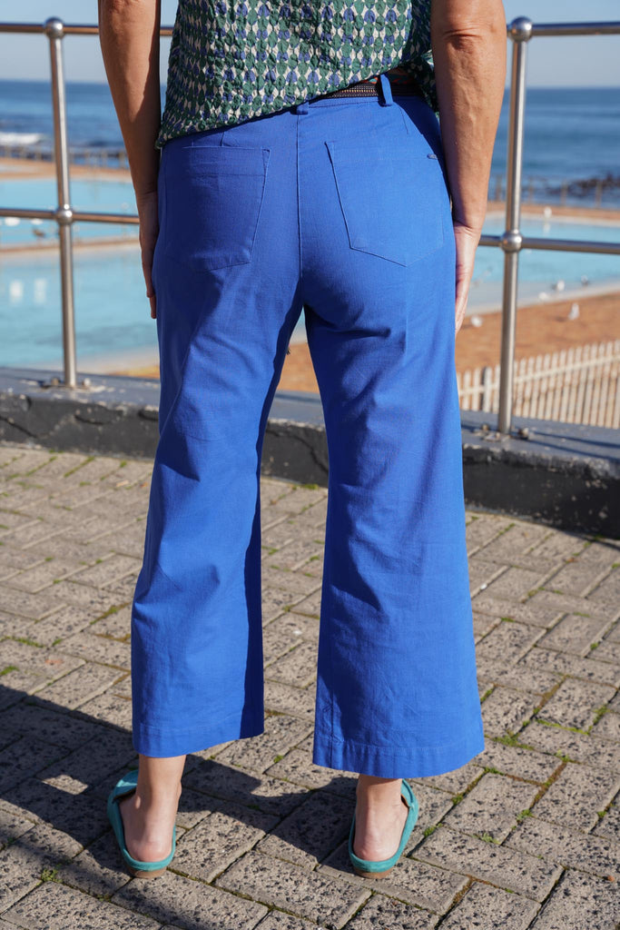 Blue Cropped A-Line Pants - desray.co.za