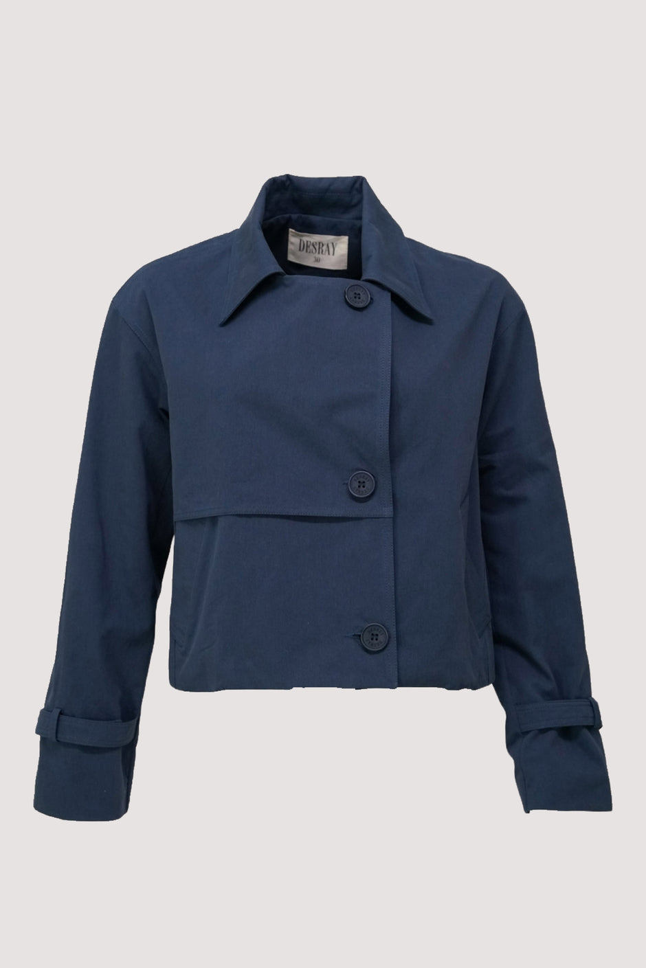 Navy Cropped Trench Coat - desray.co.za