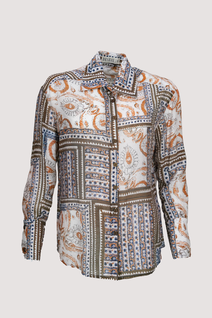 Brown Print Classic Shirt - desray.co.za