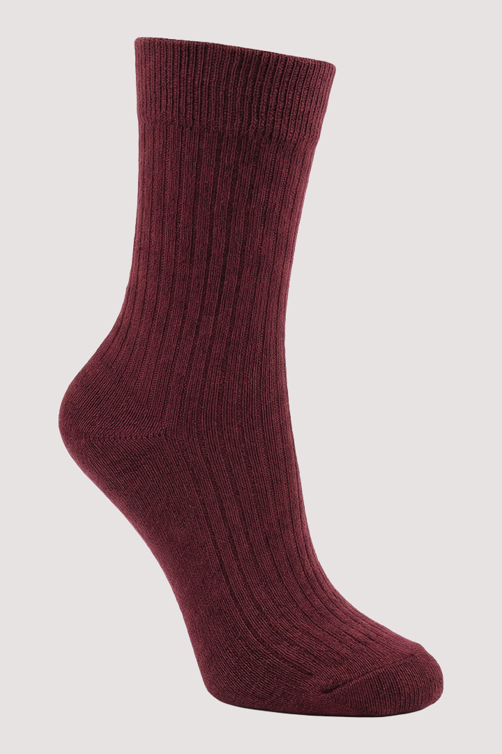Burgundy Ribbed Socks
