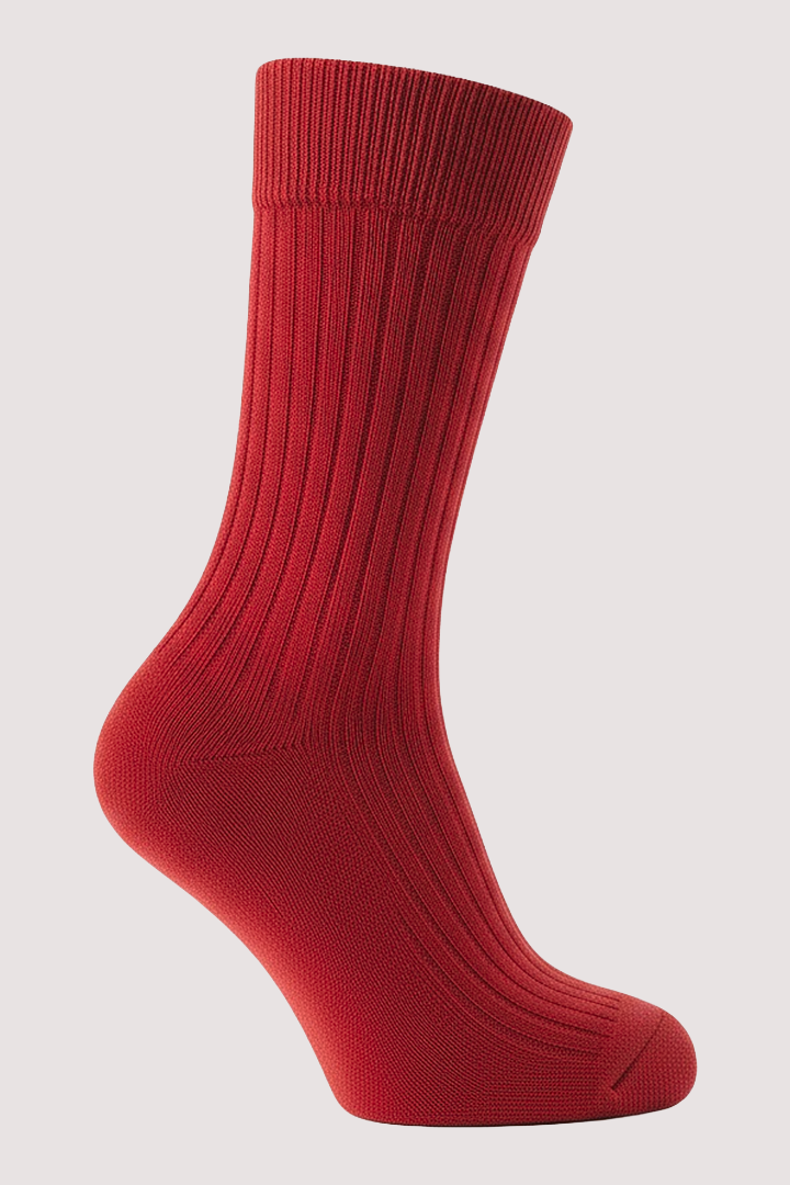 Red Ribbed Socks