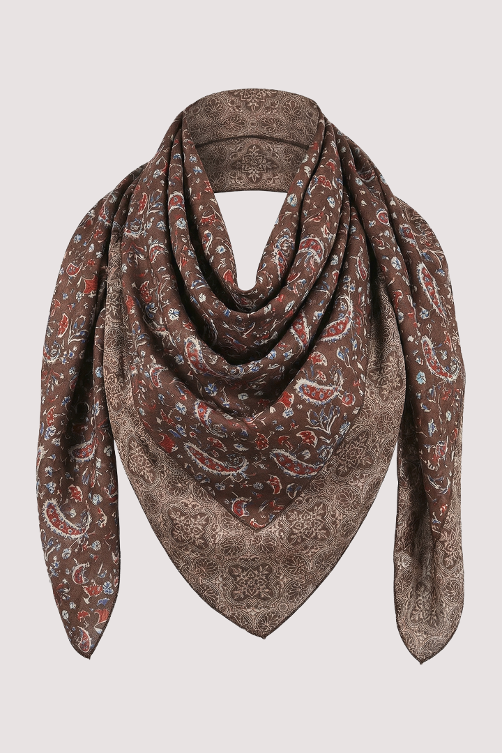 Choc Contrast Print Scarf