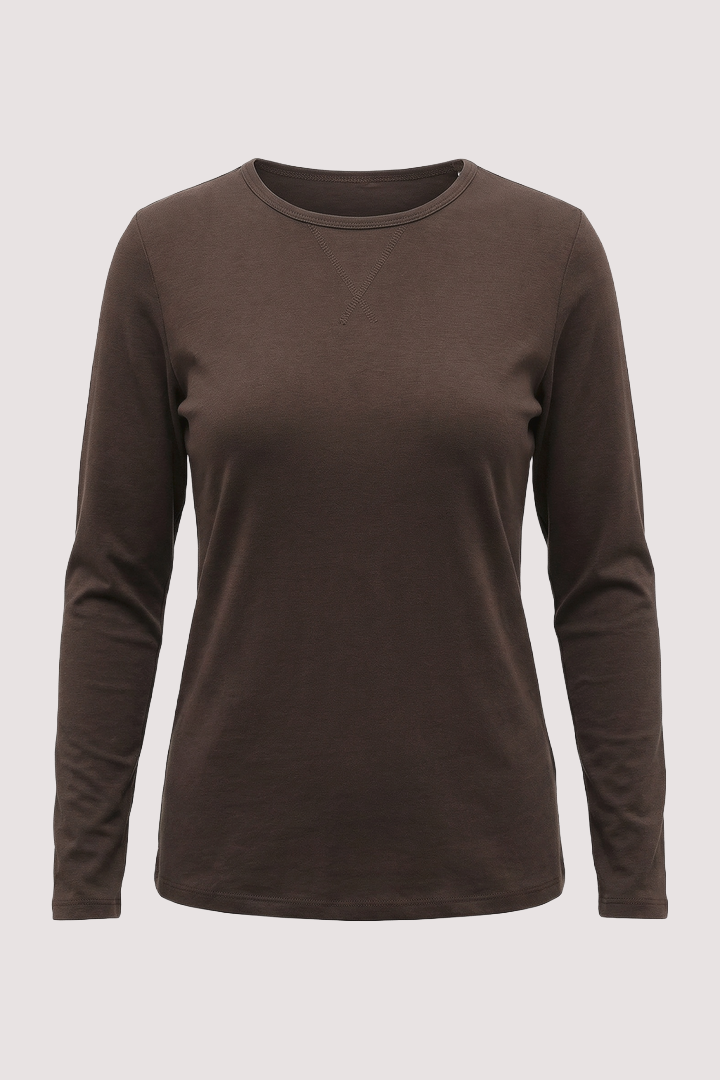 Choc Round Neck Long Sleeve Tee