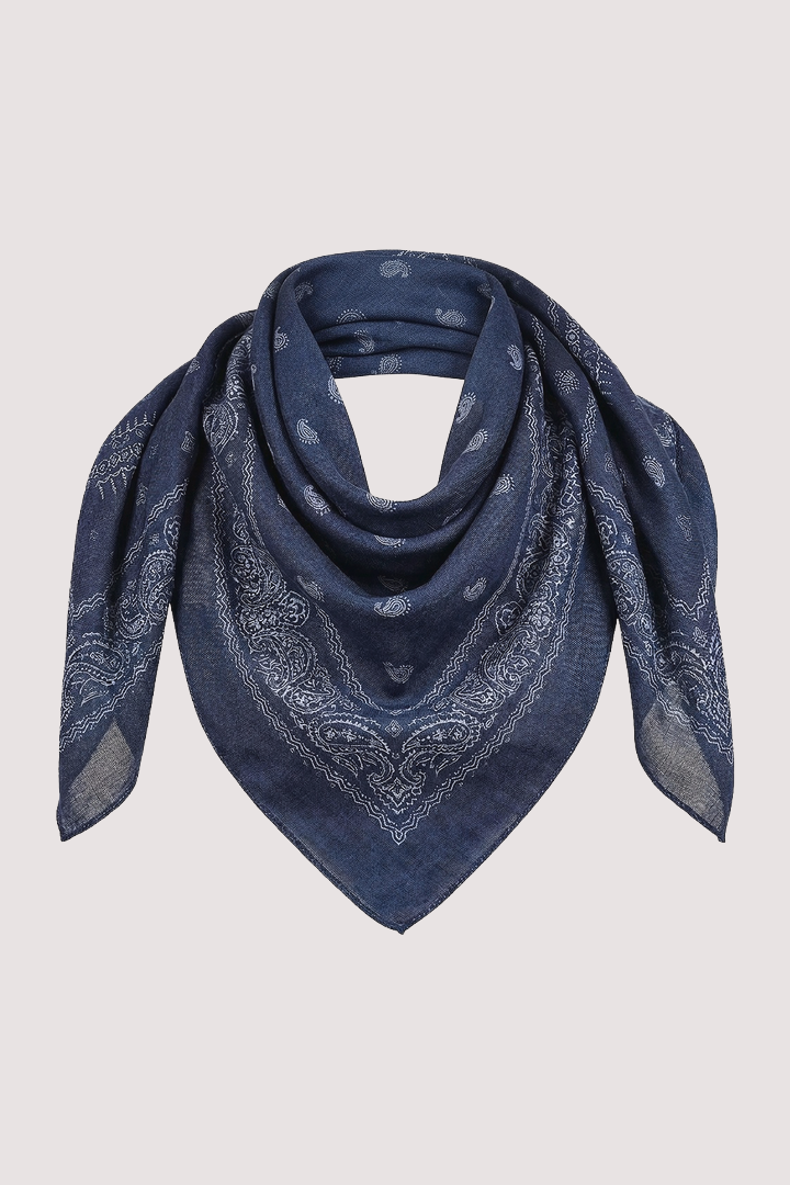 Navy Contrast Print Scarf