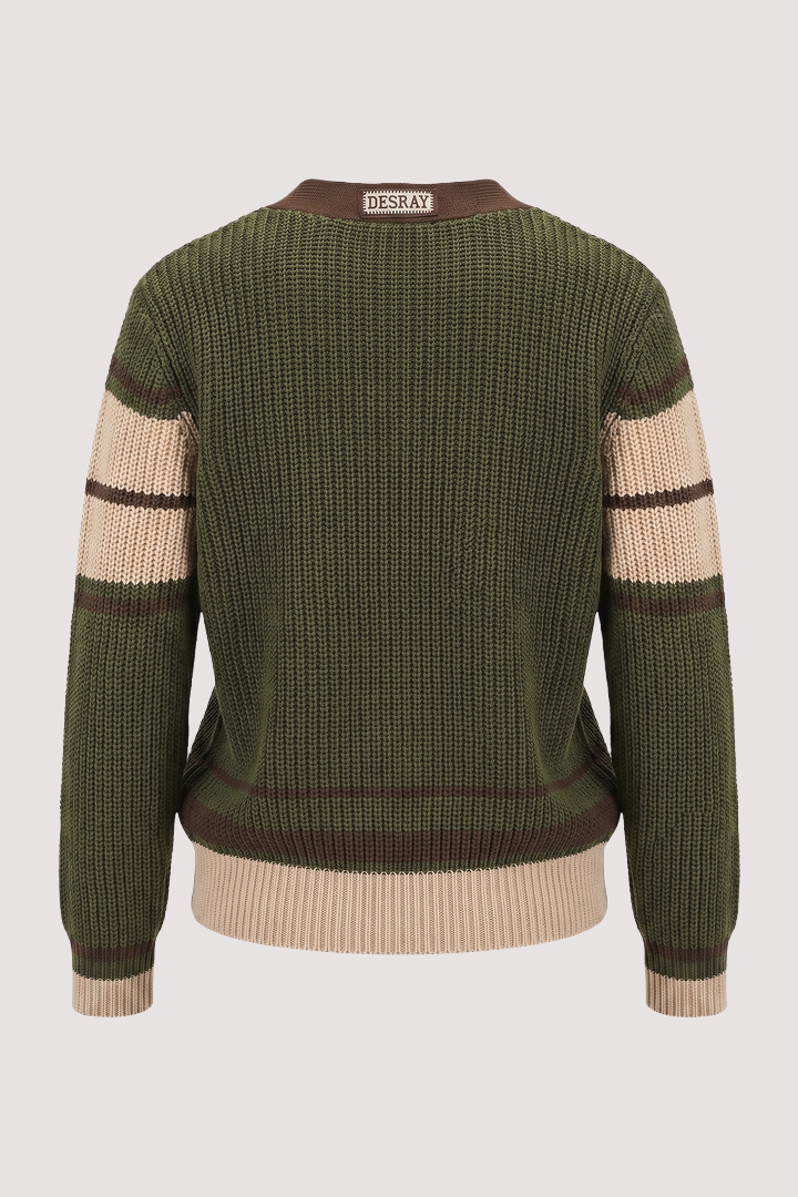 Olive Stripe College Cardi