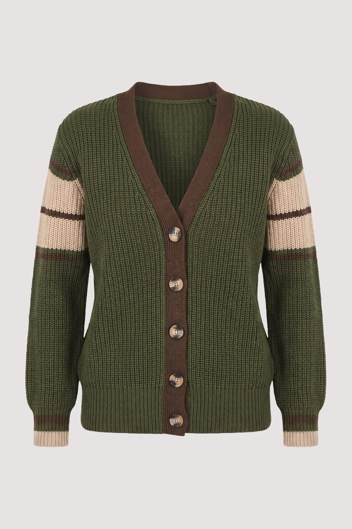 Olive Stripe College Cardi