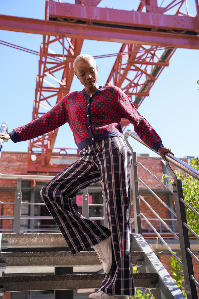 Check Flare Leg Pants - desray.co.za