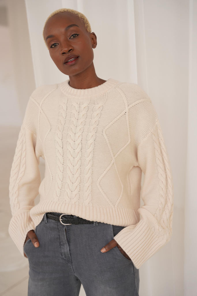 Cream Cable Pullover - desray.co.za