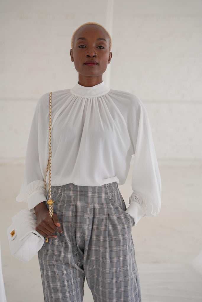 Cream Gauged Neck Top - desray.co.za