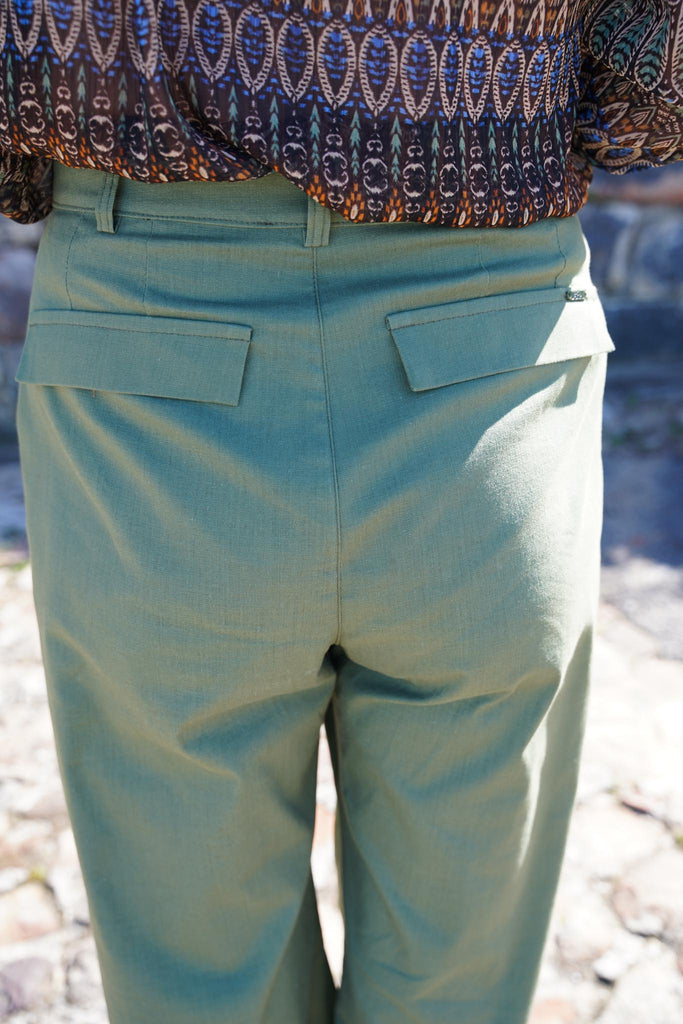 Olive Cotton Summer Cropped Pants - desray.co.za