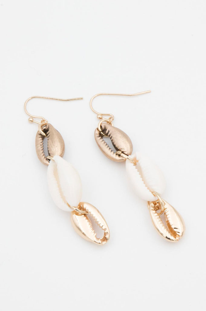 Cream and Gold Cowrie Earrings - desray.co.za
